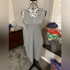 Striped gray and White Sleeveless Dress